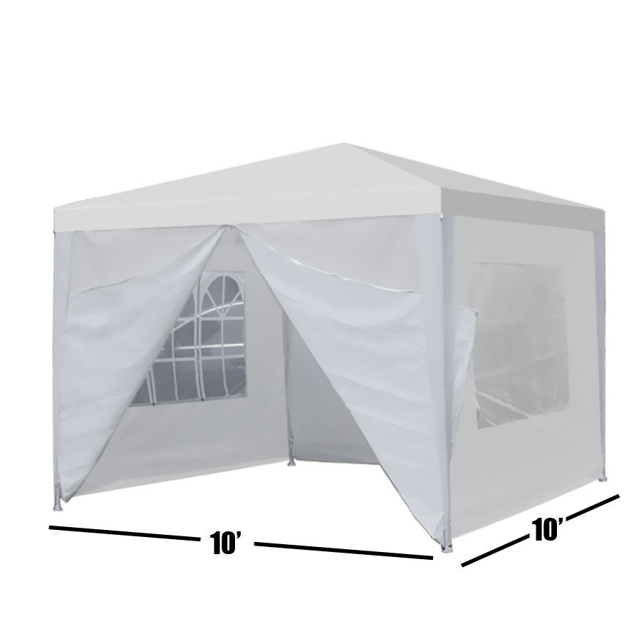 10'x10' Carport Garage Car Shelter Canopy Party Tent Sidewall with Windows White