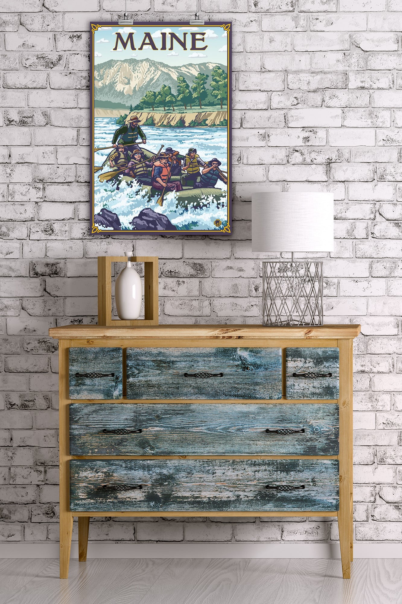 Maine - River Rafting Scene - Lantern Press Artwork (16x24 Giclee Gallery Print, Wall Decor Travel Poster)