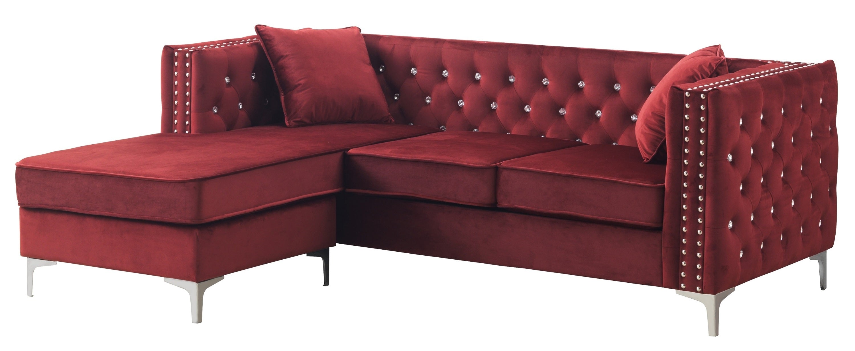 Paige Sectional Sofa Chaise - Burgundy