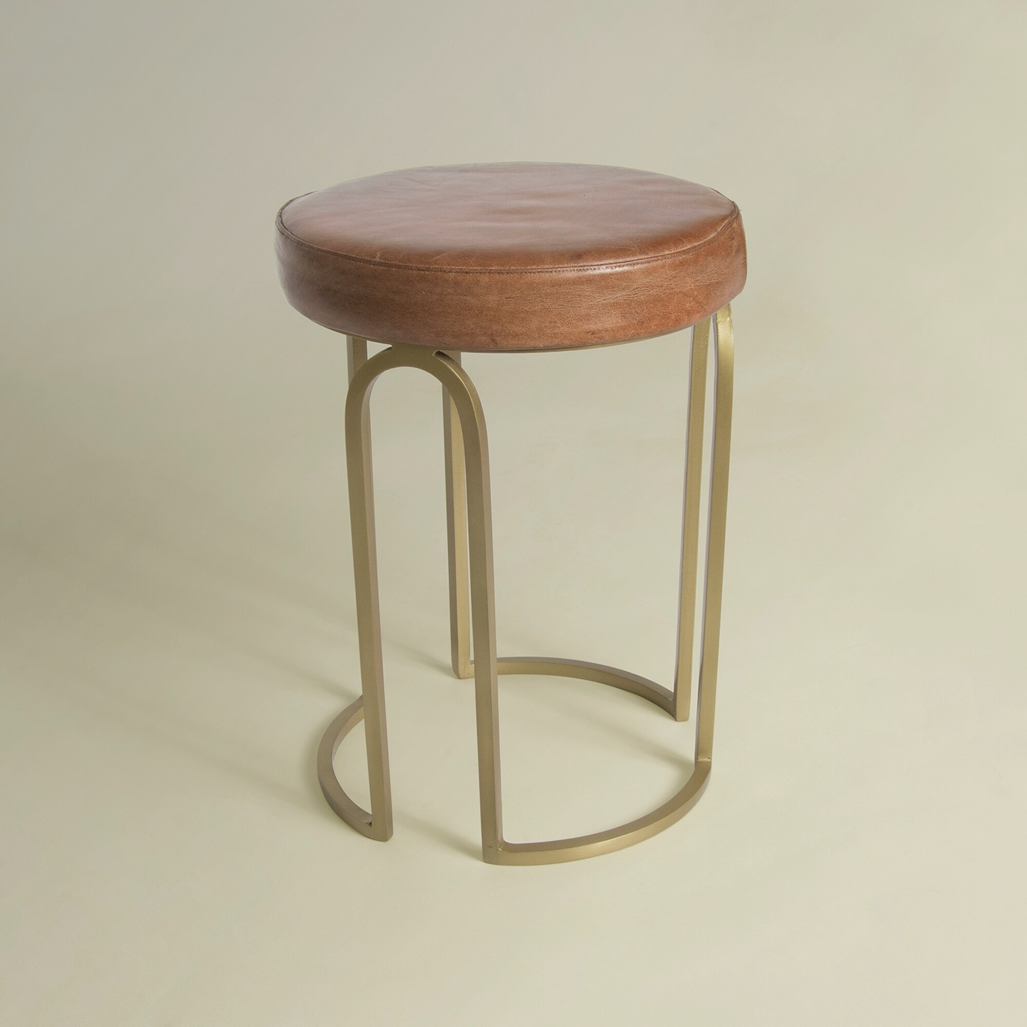 Aurora Home  Genuine Leather Round Stool - 12