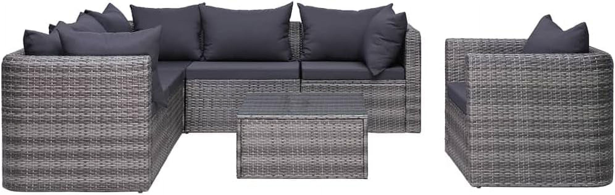 Perfect Furniture Sets 5 Piece Patio Lounge Set with Cushions Poly Rattan Black Outdoor Benches Outdoor Tables for Conversation Dining