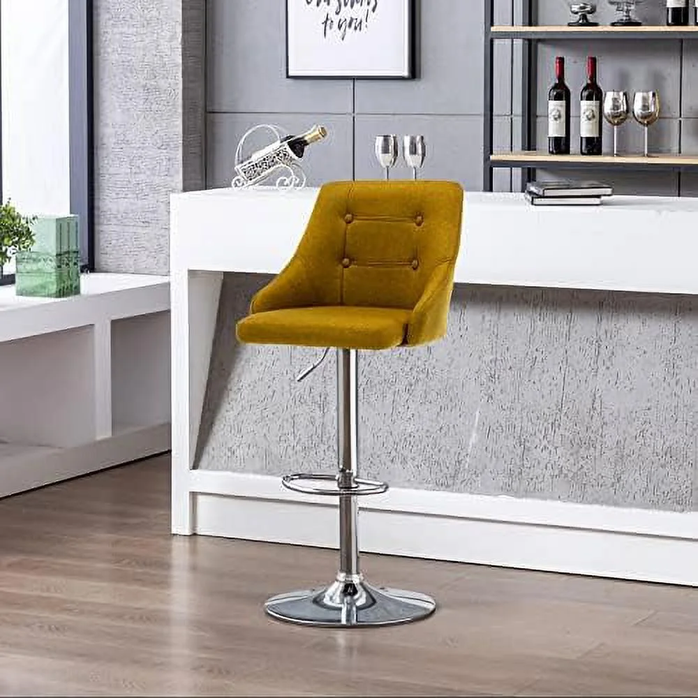 xrboomlife Swivel  Stool with Back  Adjustable Fabric Tufted Barstool  Upholstered Counter Height Airlift  Chair for Kitchen Dining Cafe (Light Grey)