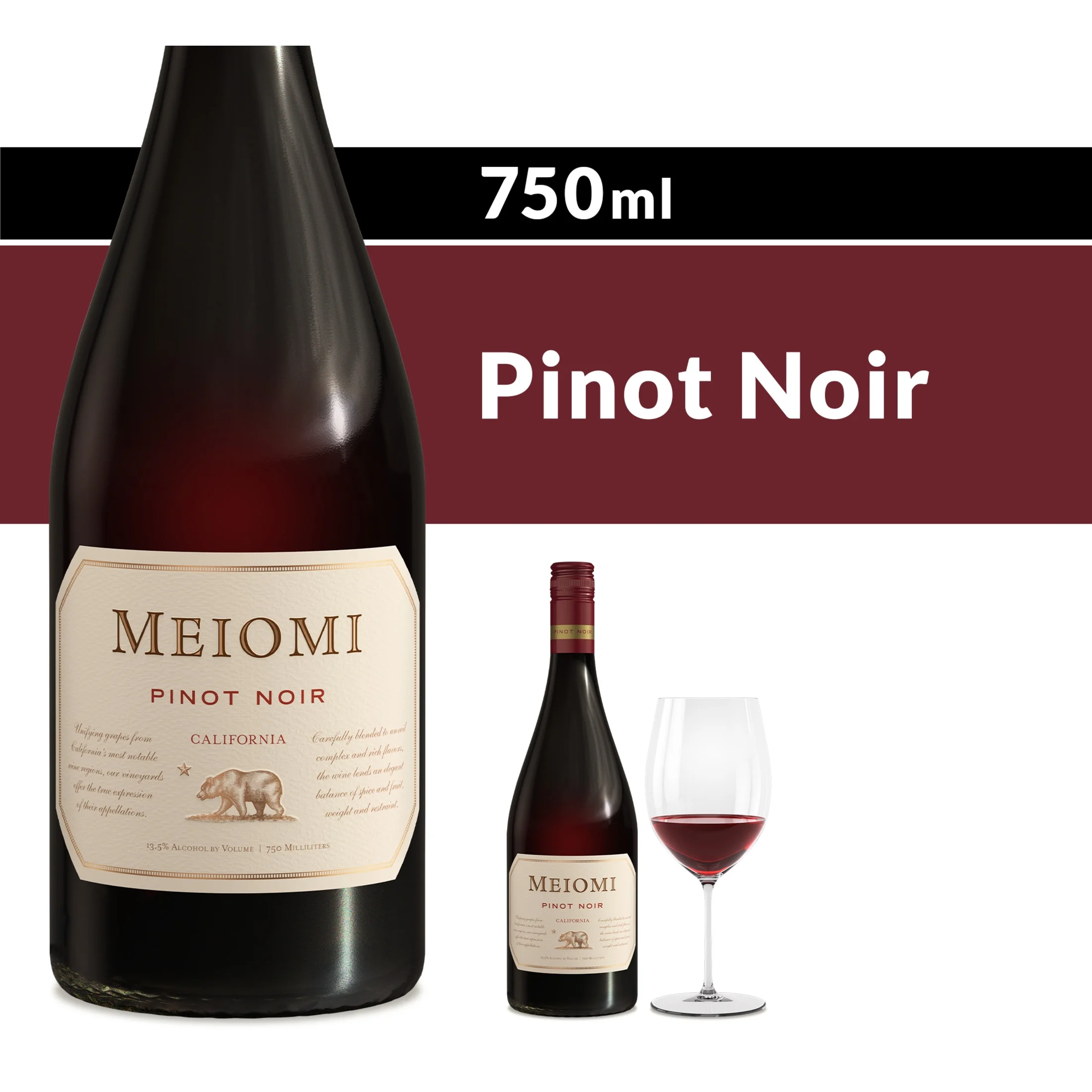 Meiomi California Pinot Noir Red Wine, 750 ml Bottle, 13.5% ABV