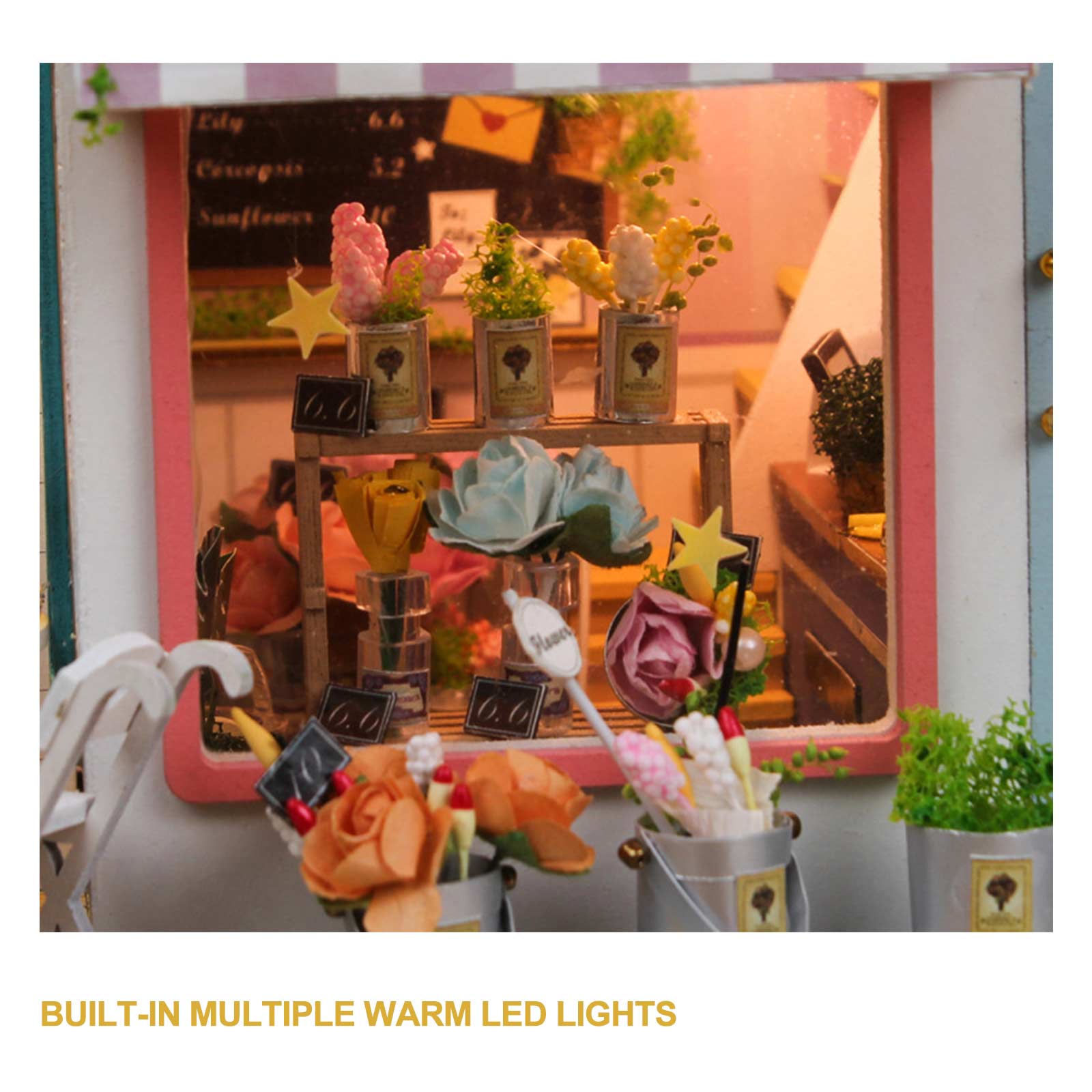 GadgetVLot Wooden Miniature Dollhouse Kit Assembling Toys Starry Sky Flower Room Diy Handmade Small House Building Model