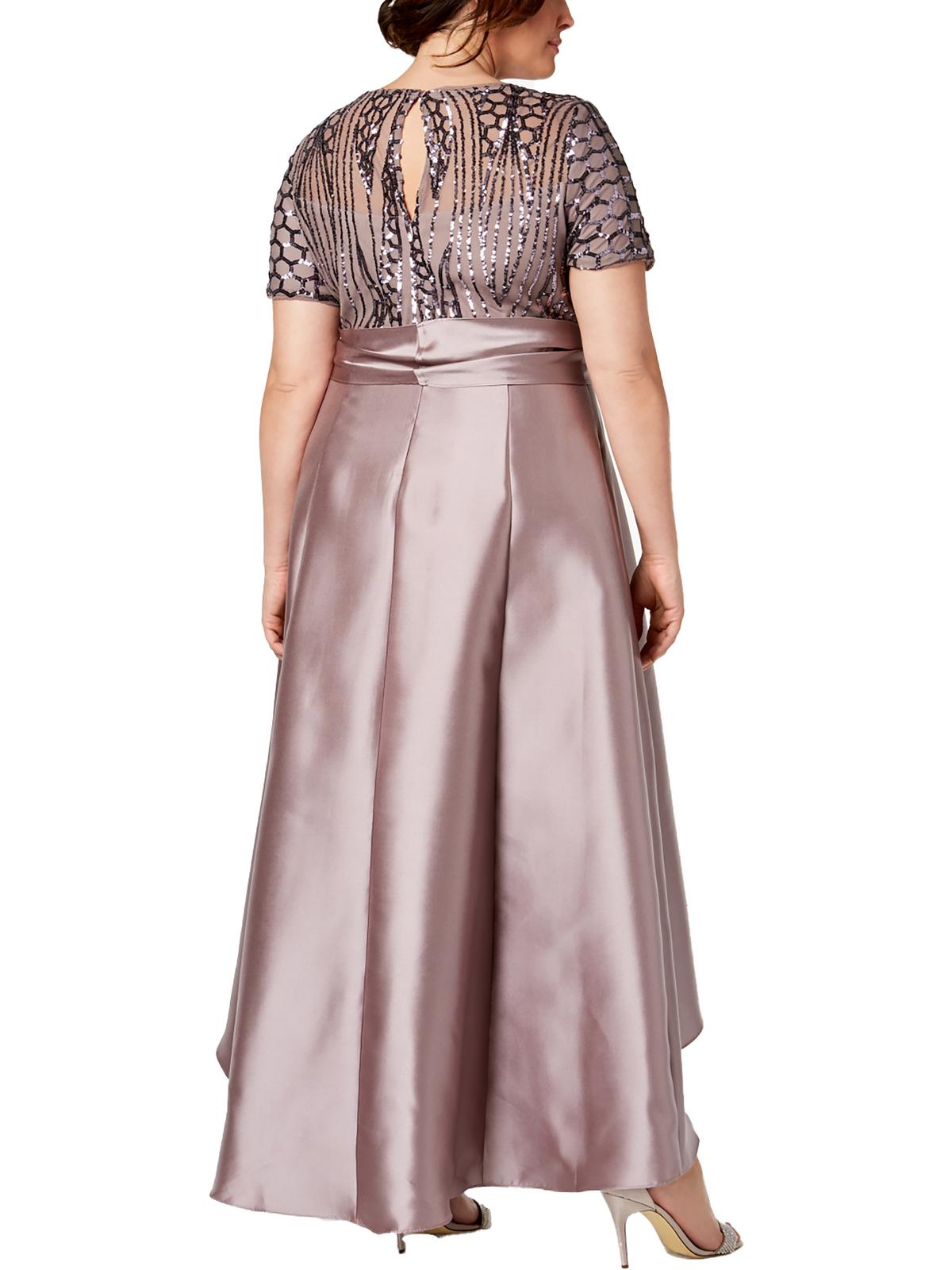 R&M Richards Womens Plus Sequined Taffeta Formal Dress