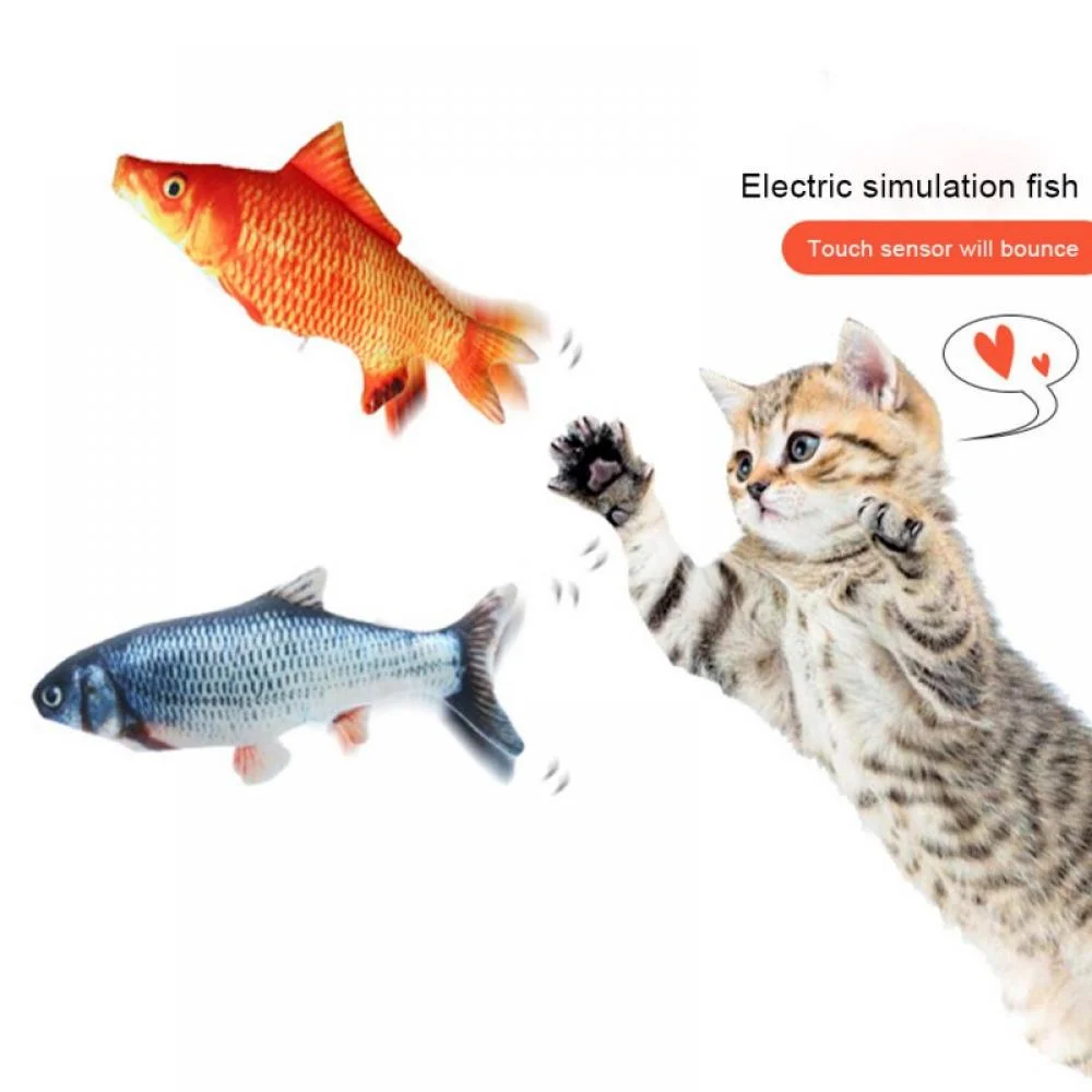 Electric Moving Cat Kicker Fish Toy, Realistic Flopping Fish, Wiggle Fish Catnip Toys, Motion Kitten Toy, Plush Interactive Cat Toys, Fun Toy for Cat Exercise Kit