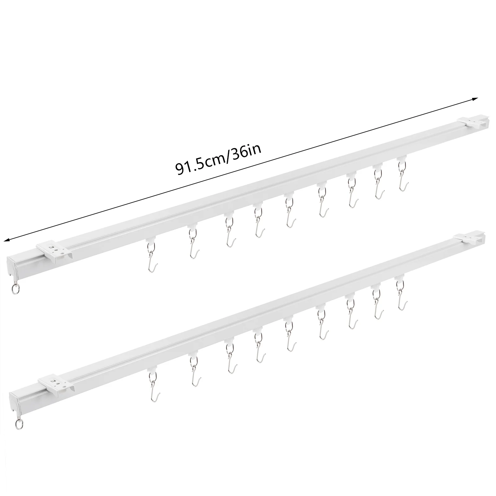 YIYIBYUS Ceiling Mount Curtain Track Kit with Hooks 3ft - 6ft Width Scalable White