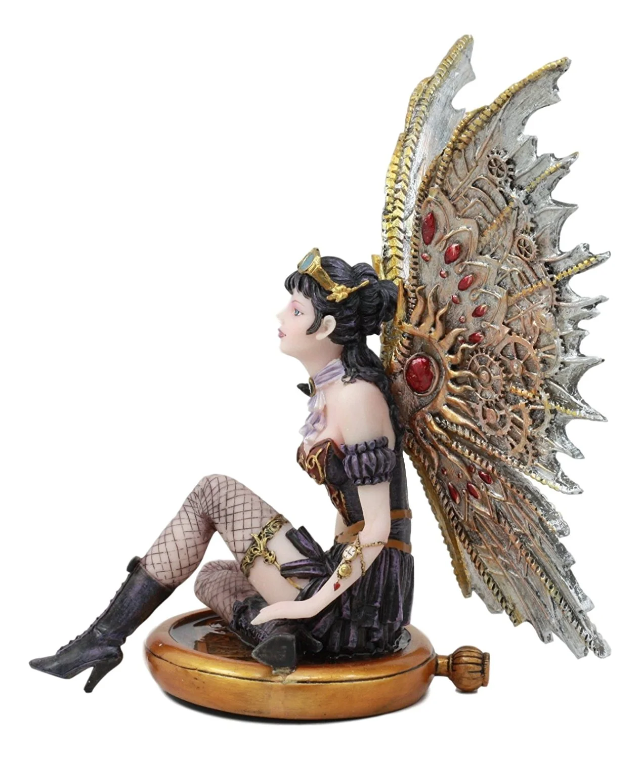 Ebros Steampunk Air Force Pilot Assassin Fairy Sitting On Time Warp Machine Figurine 8.5