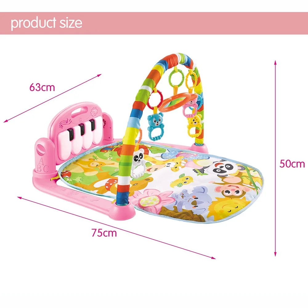 Playmat Kick and Play Piano Gym with Hanging Mirror Musical Activity Center Tummy Time Play Mat for Toddlers