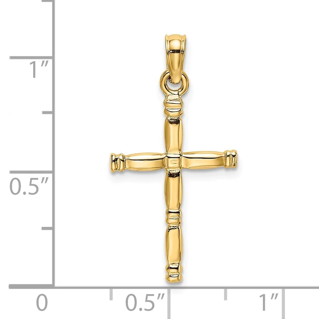 14k Gold 3 d Religious Faith Cross With Quilted Accent Pendant Necklace High Polish Measures 25.16mm long Jewelry Gifts
