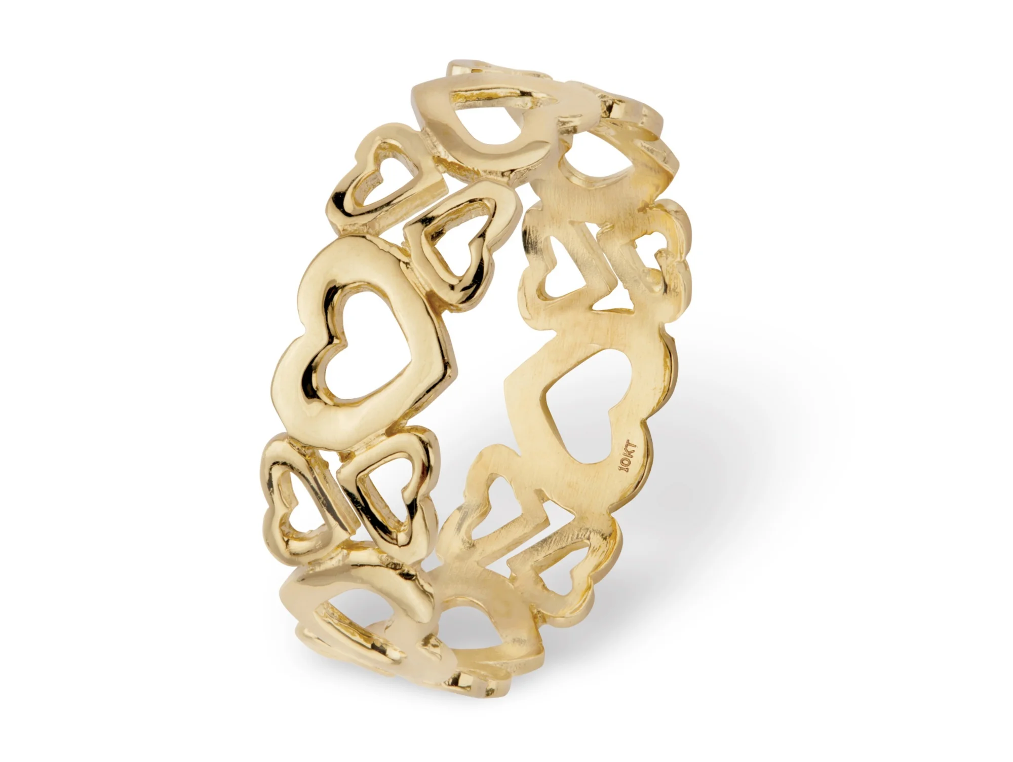 PalmBeach Jewelry Cutout Heart Solid 10k Yellow Gold Eternity Ring