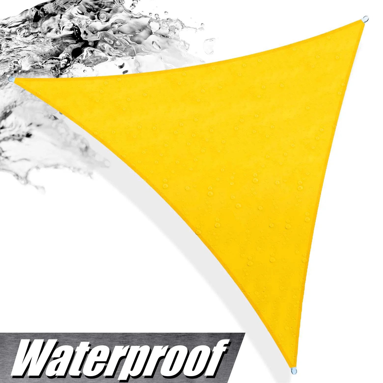 ColourTree 15' x 23' x 27.5' Custom Size Yellow Triangle Waterproof Sun Shade Sail Canopy Awning Shelter, 95% UV Blockage Water Resistant, Outdoor Patio Garden Carport (We Customize Size)