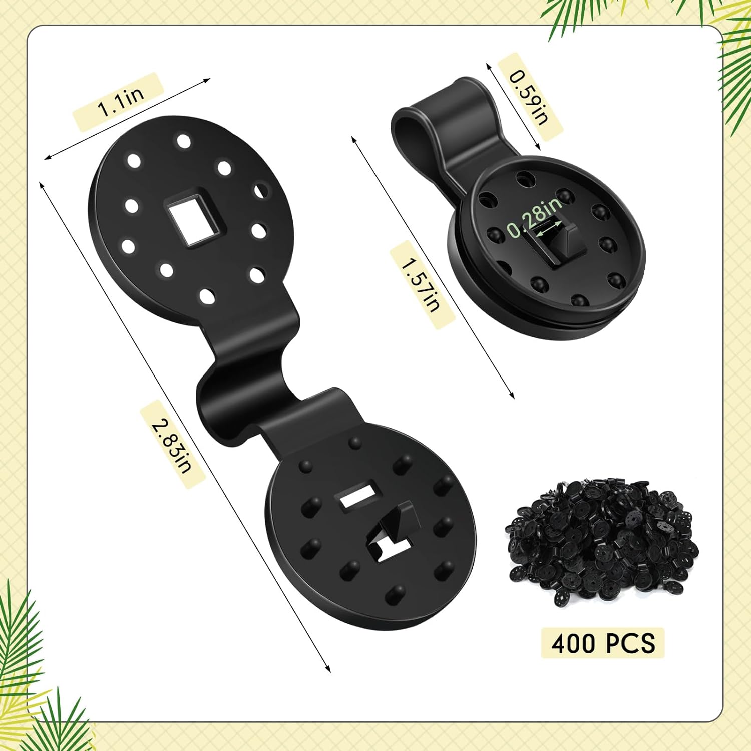 400 Pcs Black Shade Cloth Plastic Clips Round Sunshade Net Fixing Clip Shade Fabric Clips for Garden Anti Bird Netting Greenhouse Outdoor Agricultural Shade Netting Fabric Accessories