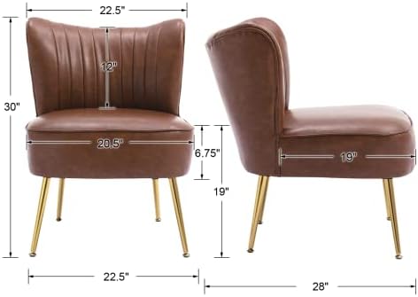 NLIBOOMLife Velvet Accent Chair  Comfy Living Room Chair Armless Slipper Chair Mid Century Side Chair Single Sofa Chair with Golden Legs Wingback for Bedroom Guest Room  Orange