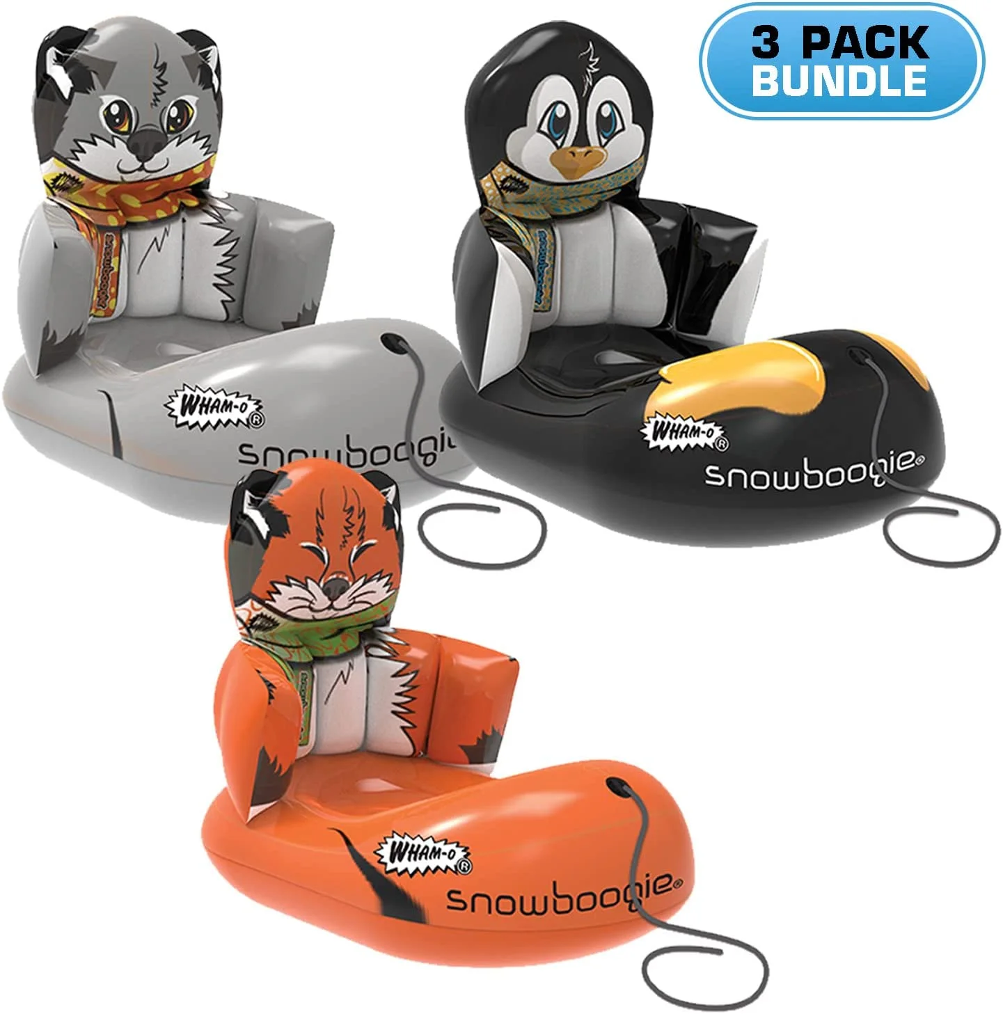 Snowboogie Child Inflatable Sled 33 Inch | Single Rider Snow Sleds | Inflatable Sled with Soft Handles | Slick Bottom for Speed & Control | Snow Sledding for Adults & Children