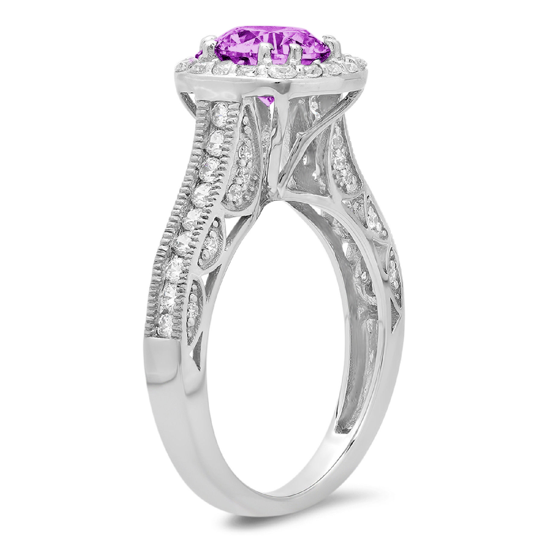 2.7ct round cut simulated alexandrite 18k white gold anniversary engagement halo ring size 10.5