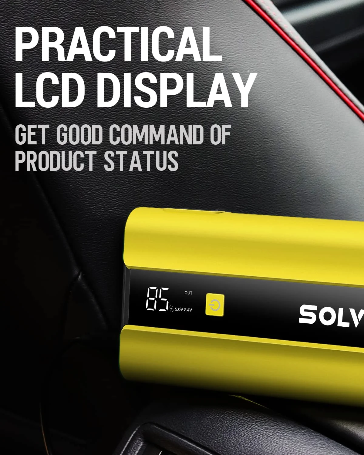 SOLVTIN S6 Pro Jump Starter 2000A Peak, Portable Car Jump Starter for up to 8L Gas and 6L Diesel, 12V Battery Booster Pack with LCD Display, Jumper Cables, PD30W Type-C Port, QC3.0, LED Light