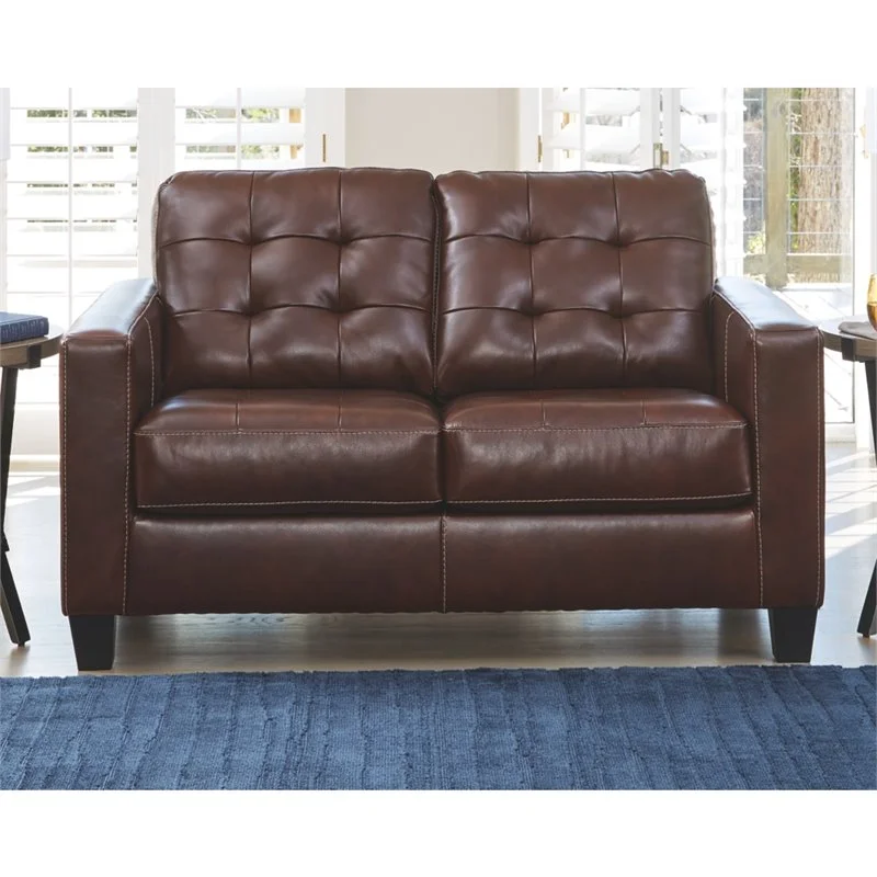 Signature Design by Ashley Altonbury Leather Loveseat in Walnut