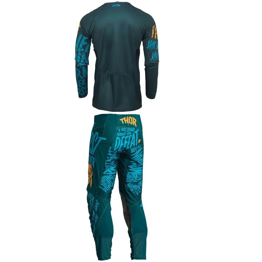 Thor Youth Pulse Counting Sheep Jersey and Pant Combo Teal/Tangerine (Youth X-Small / Pants 18)