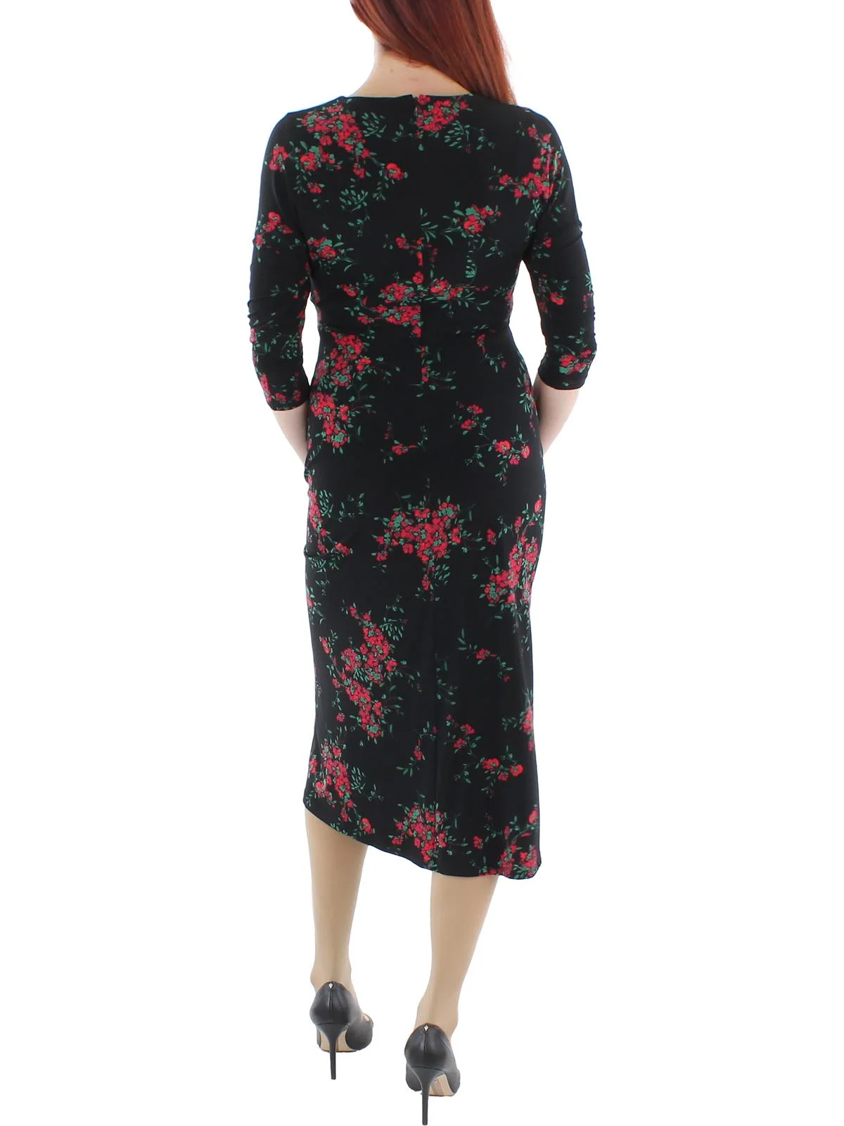 Lauren Ralph Lauren Womens Matte Jersey Floral Print Midi Dress