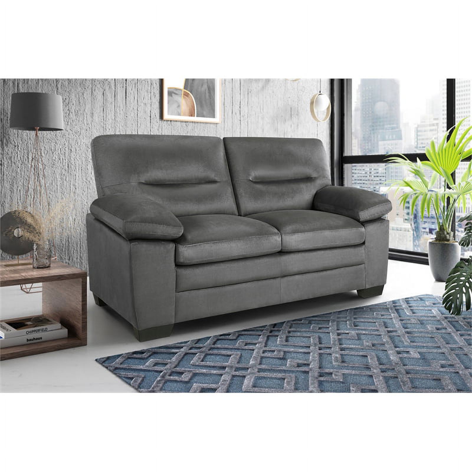 Lexicon Keighly Textured Fabric 2-Piece Upholstered Sofa Set in Dark Gray