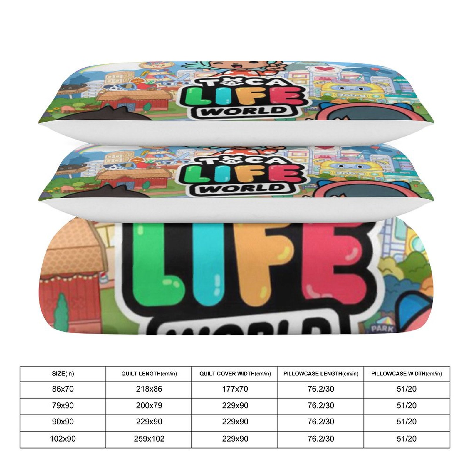 Life World Toca Boca 3 Pieces Bedding Sets Comfortable Soft Comforter Sets Decoration Bedroom Gifts With 1 Duvet Cover 2 Pillowcases
