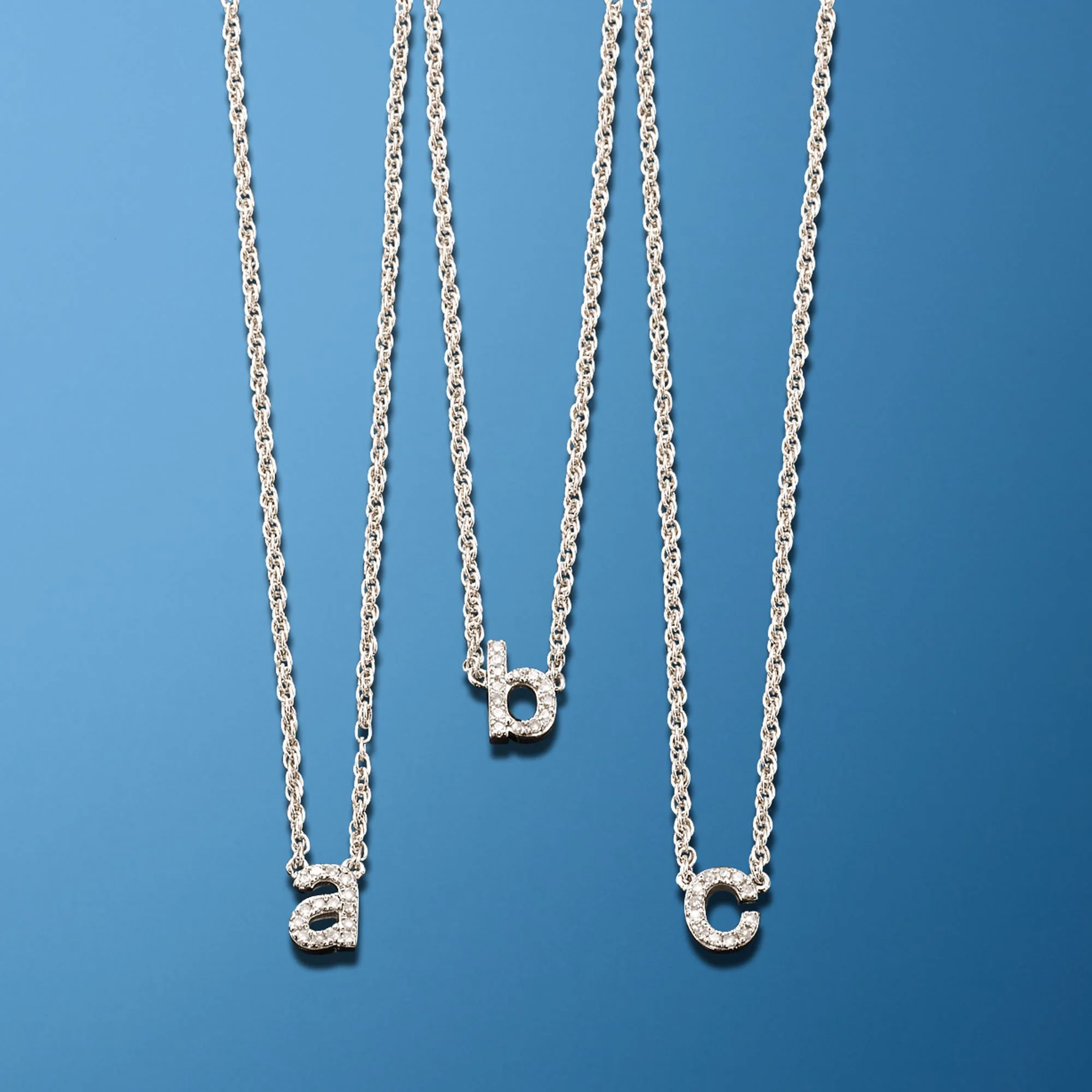 Ross-Simons Diamond Accent Mini Initial Necklace in Sterling Silver, Women's, Adult