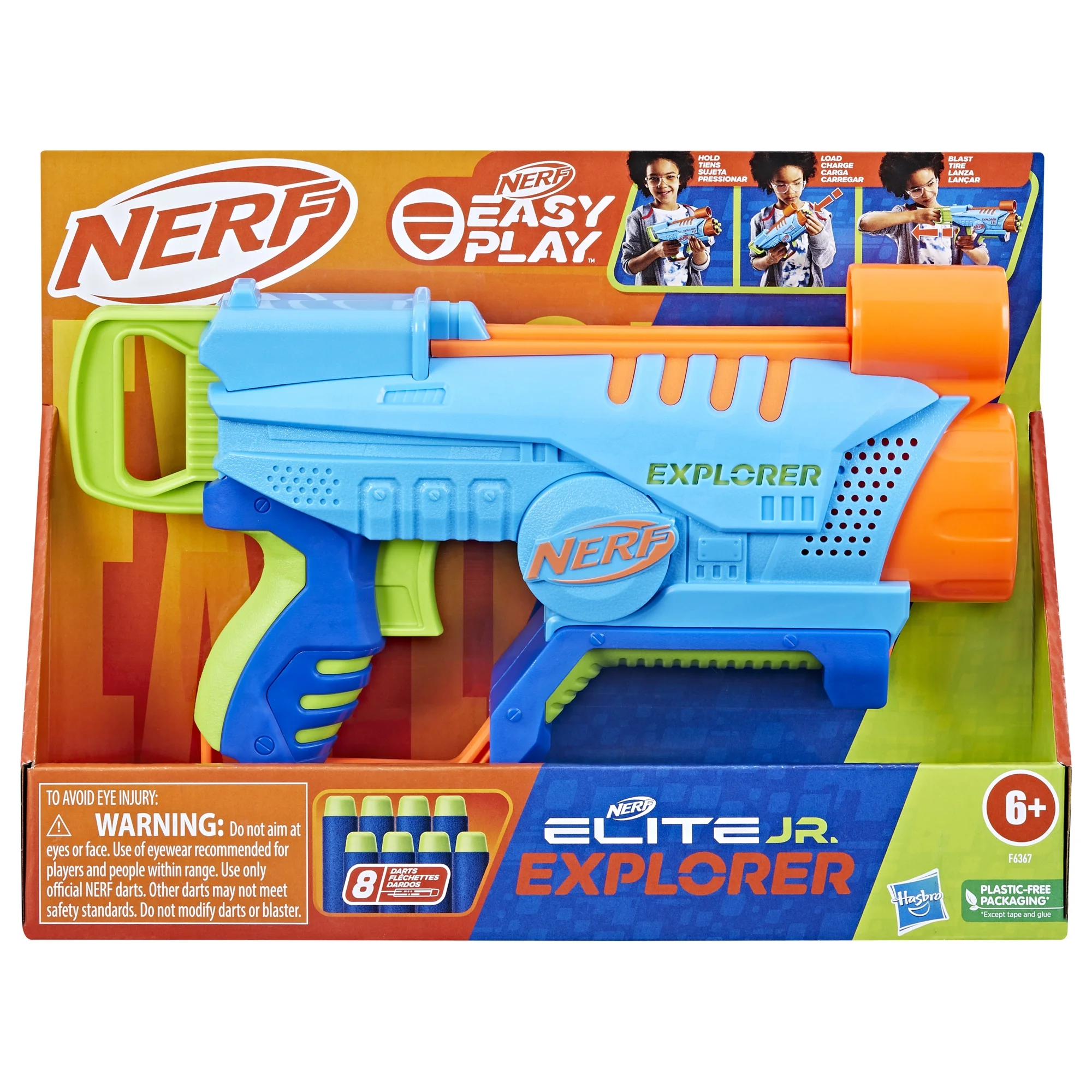 Nerf Elite Junior Explorer Easy Play Kids Toy Blaster with 8 Darts
