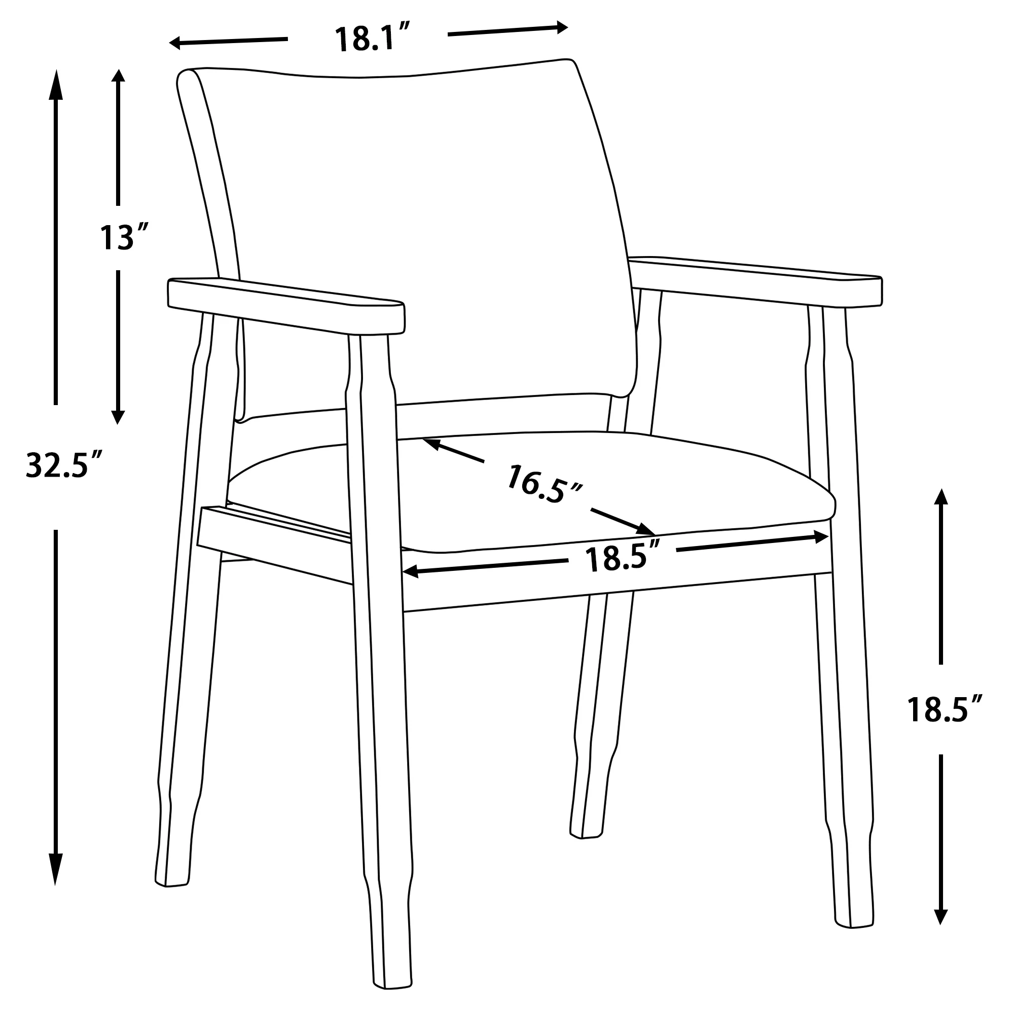 Black Mid-Century PU Leather Upholstered Arm Chair, Dining chair, Set of 1