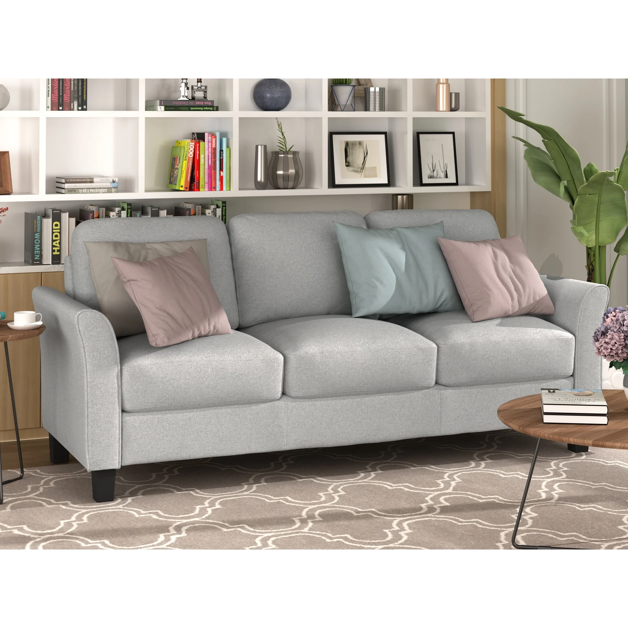 Dawn Whisper Living Room Sets Furniture Armrest Sofa Single Chair Sofa Loveseat Chair 3-Seat Sofa, Light Gray