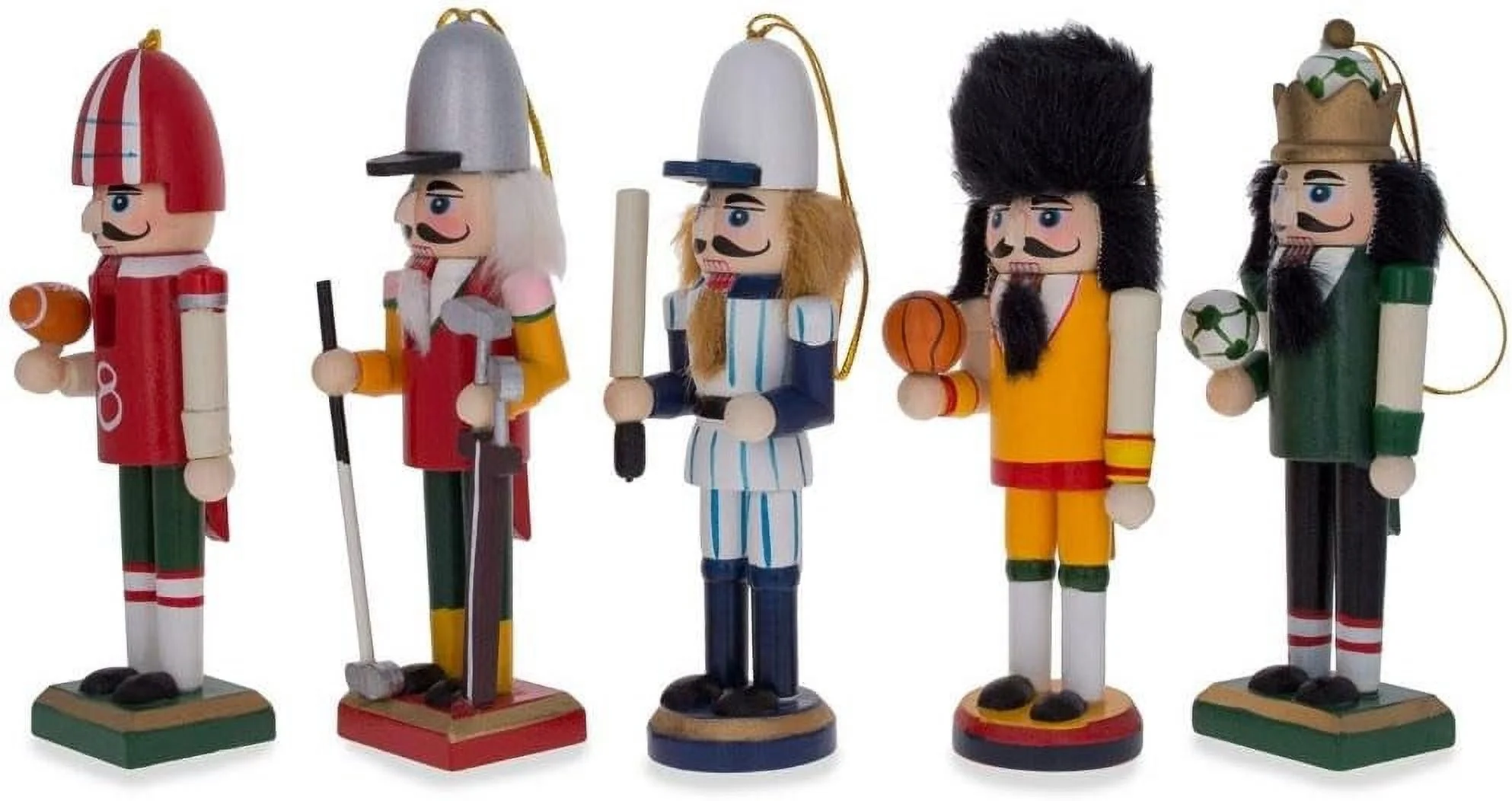 5 Sport Players Nutcrackers: Football, Golfer, Baseball, Basketball, Soccer