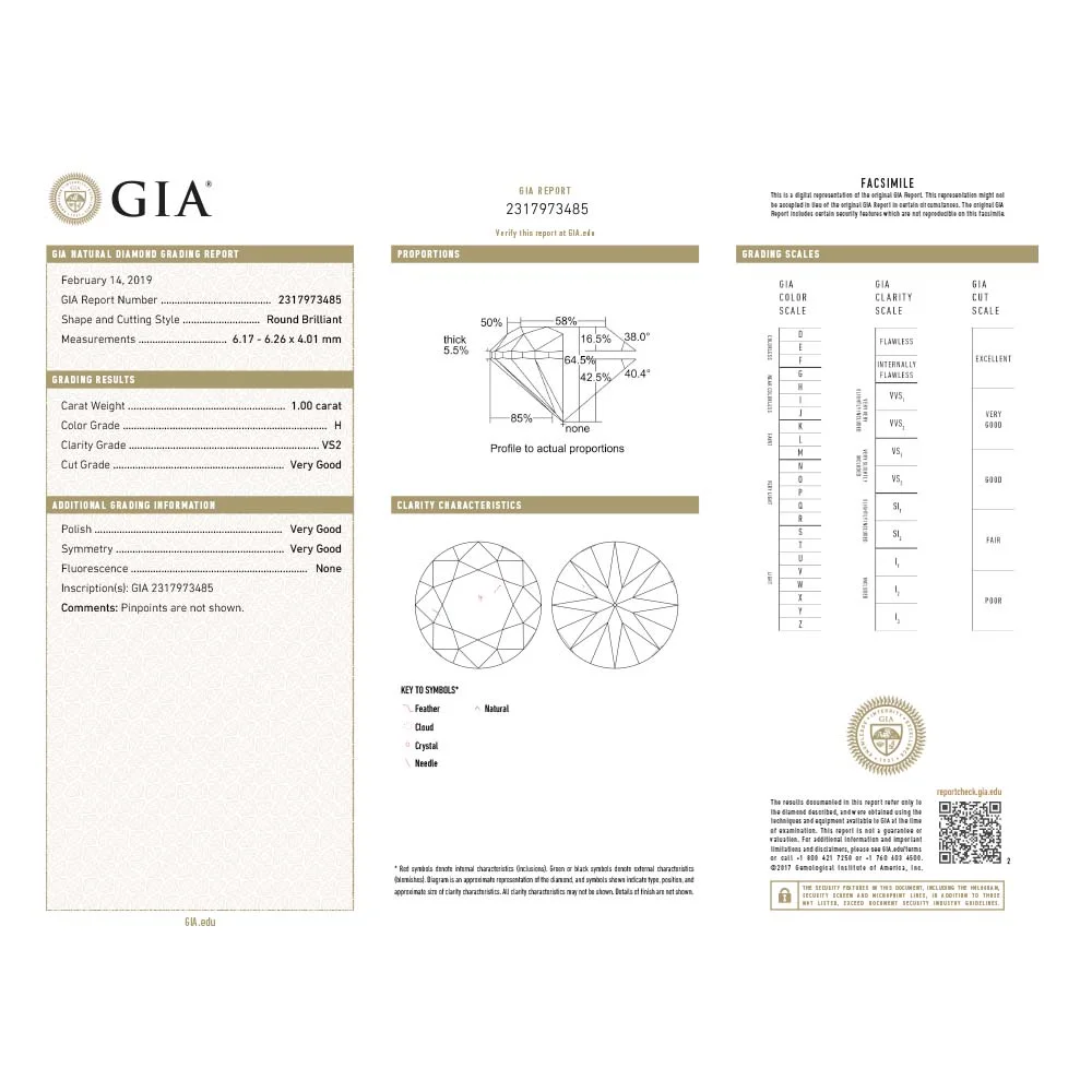 Solitaire Diamond Engagement Ring for Women Embellished Shank GIA certified Round brilliant 18K White Gold 1.35 carat (G,VS1)