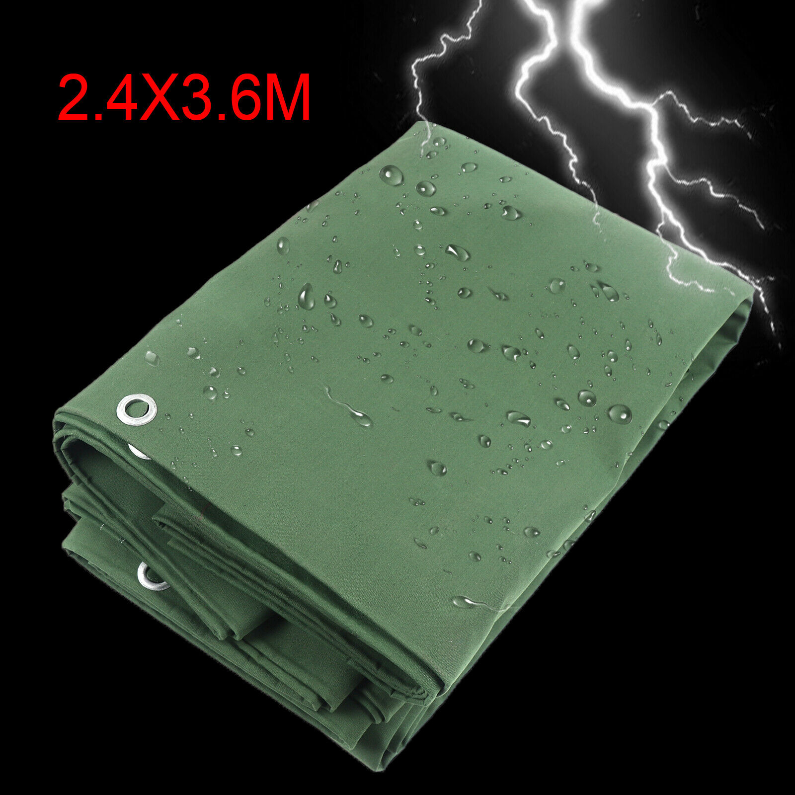 Fichiouy 8 X 12ft Waterproof Canvas Tarp Ripstop Canopy Cover Outdoor Fabric Green