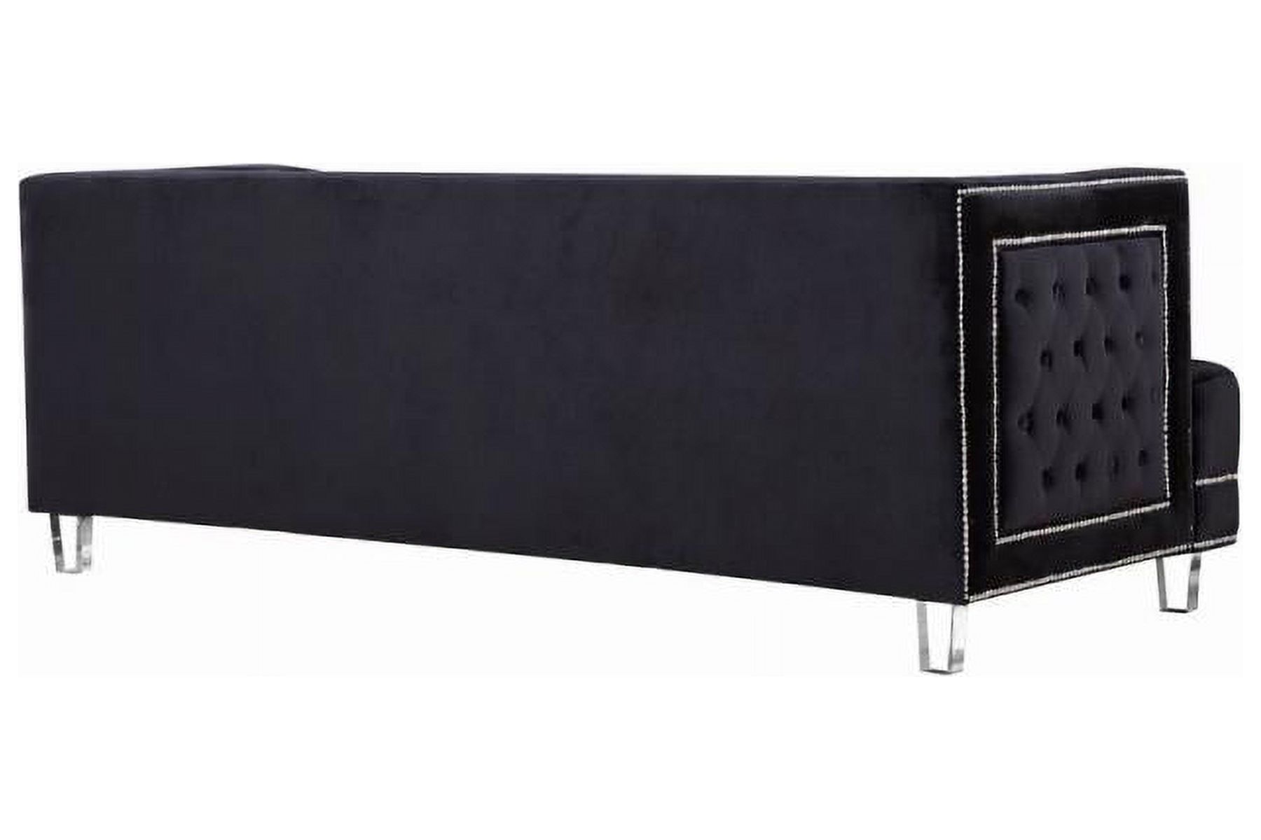 Black Velvet Fabric Acrylic Legs Set 2Pcs Modern Meridian Furniture 609 Lucas