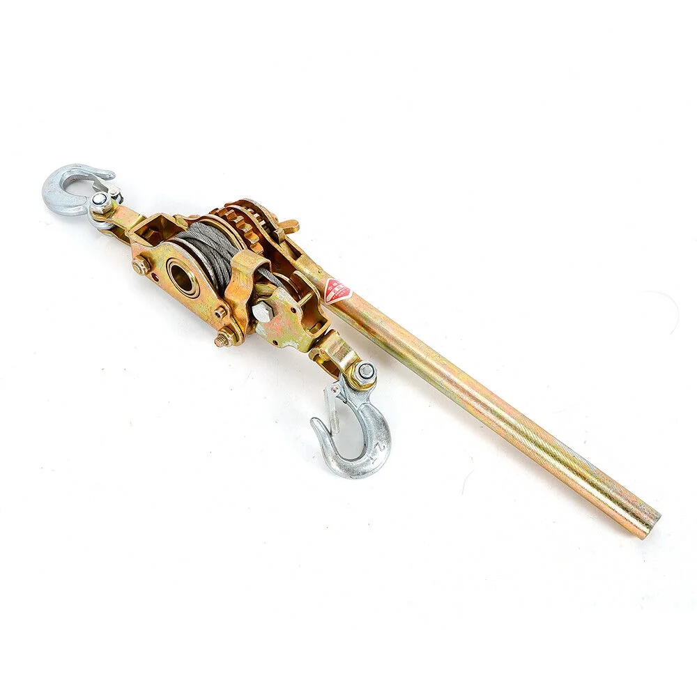 Miumaeov Cable Hoist Come Along Heavy Duty Hand Power Cable Puller 4400 lbs 2 Ton Double Hooks Cable Hoist Ratchet Hand Power Puller