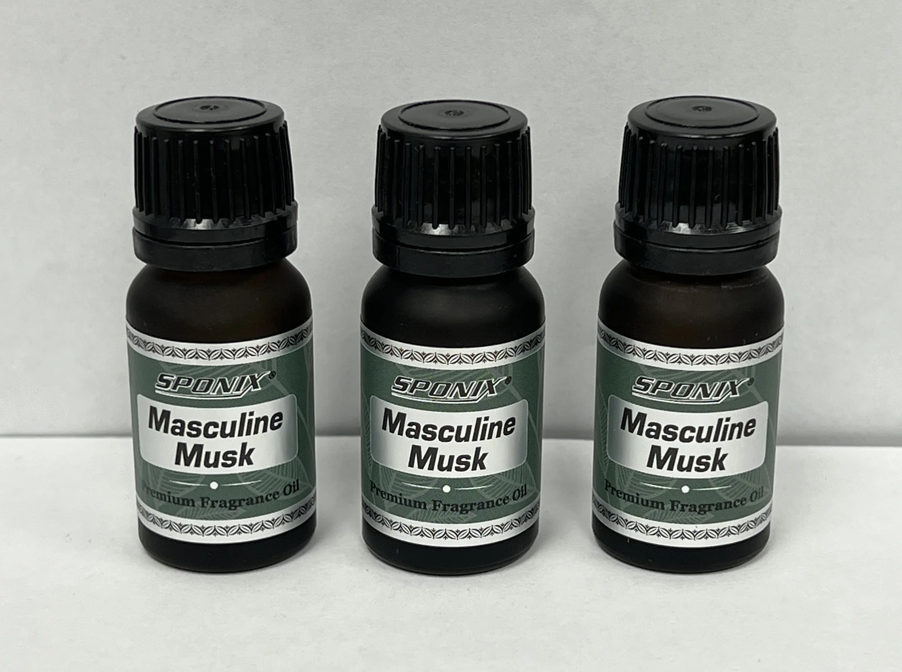 Masculine Musk Fragrance Oil 10 ml / 0.33 oz - Pack of 3 - 100% Pure Organic Aromatic Premium Essential Scented Perfume Oil by Sponix Made in USA