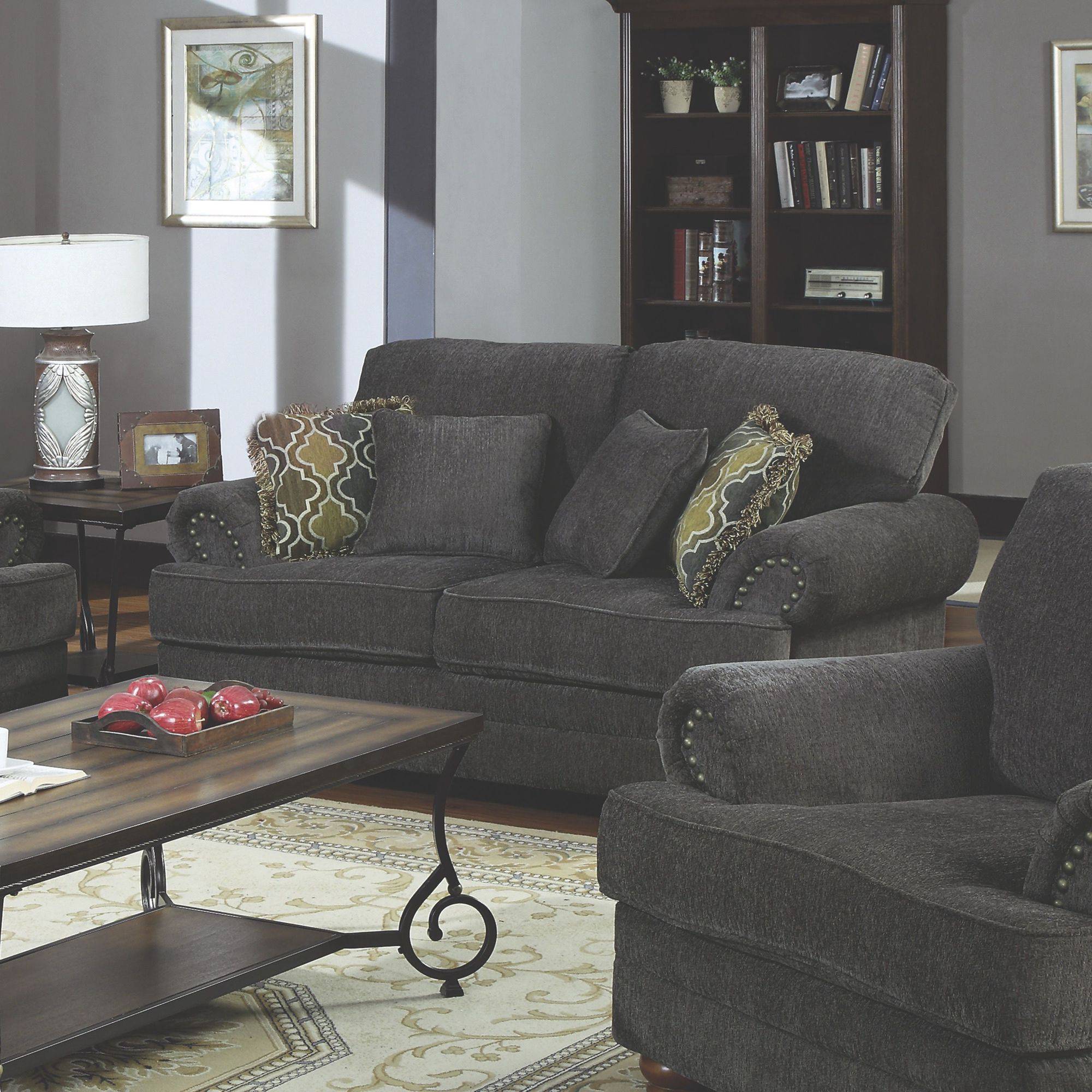 Colton Rolled Arm Upholstered Loveseat Smokey Grey