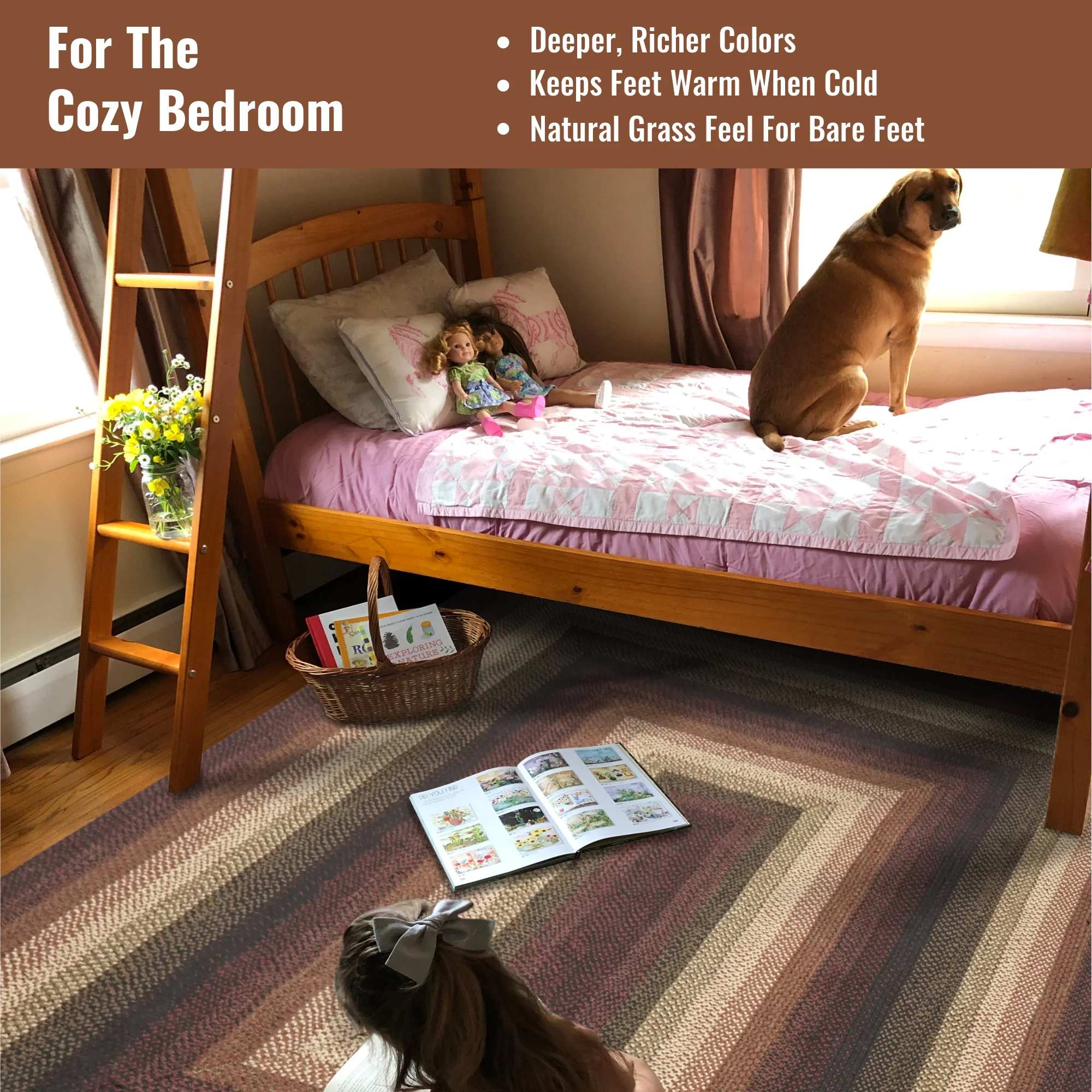 Homespice Prescott Jute Black 6x9' Braided Rug for Living Room, Bedroom Rug and Dining Room. Pet Friendly. Decor Styles- Farmhouse Rug, Rustic, Vintage, Cottage, Primitive, Country, Boho Rug