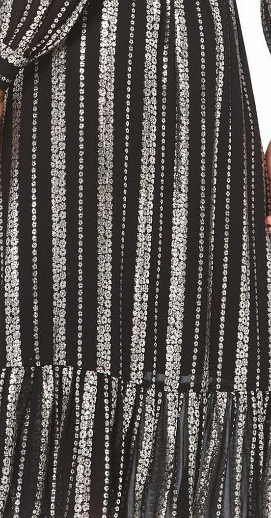 MICHAEL KORS Womens Silver Floral Long Sleeve Midi Wrap Dress Size: XL