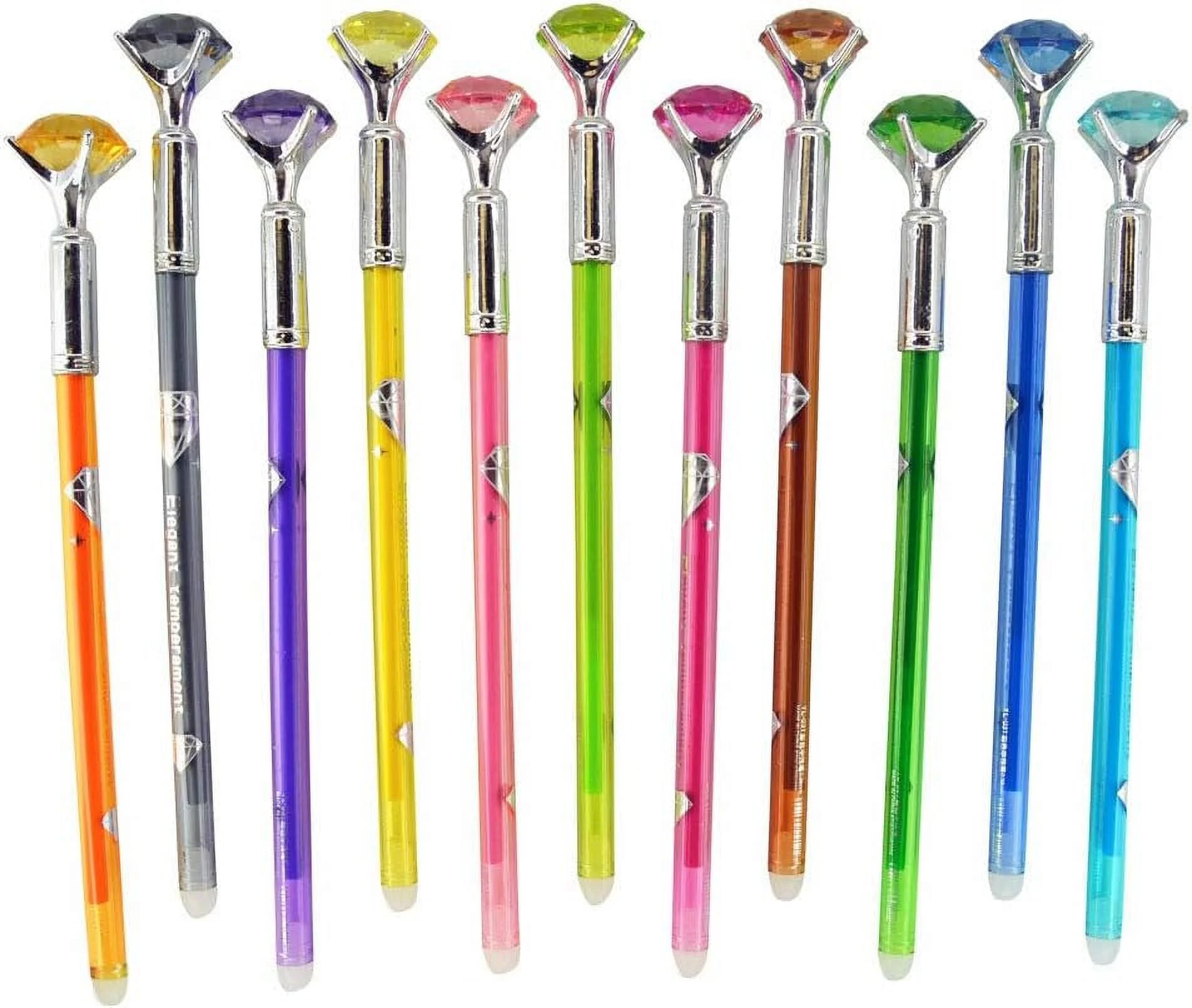 Super Fine Point Gel Pens With Jumbo Rhinestone Jewel Topper - Pack Of 24