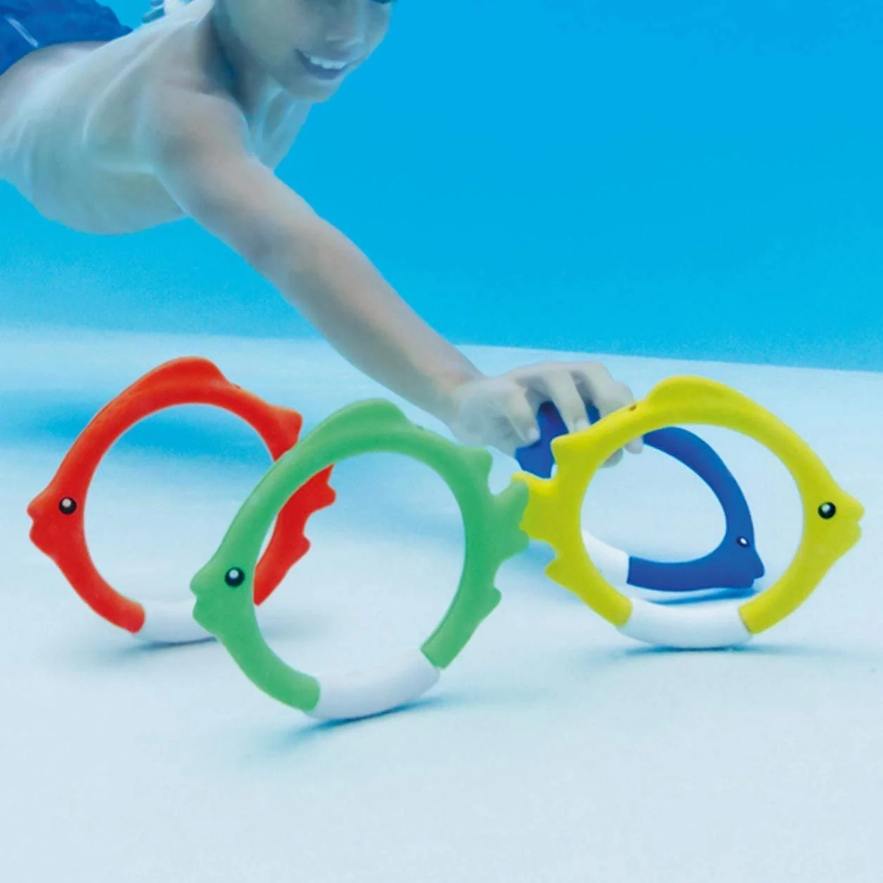 Intex Pool Diving Toys Set of 3: Underwater Fun Balls, Fish Rings, Play Sticks & Drawstring Bag