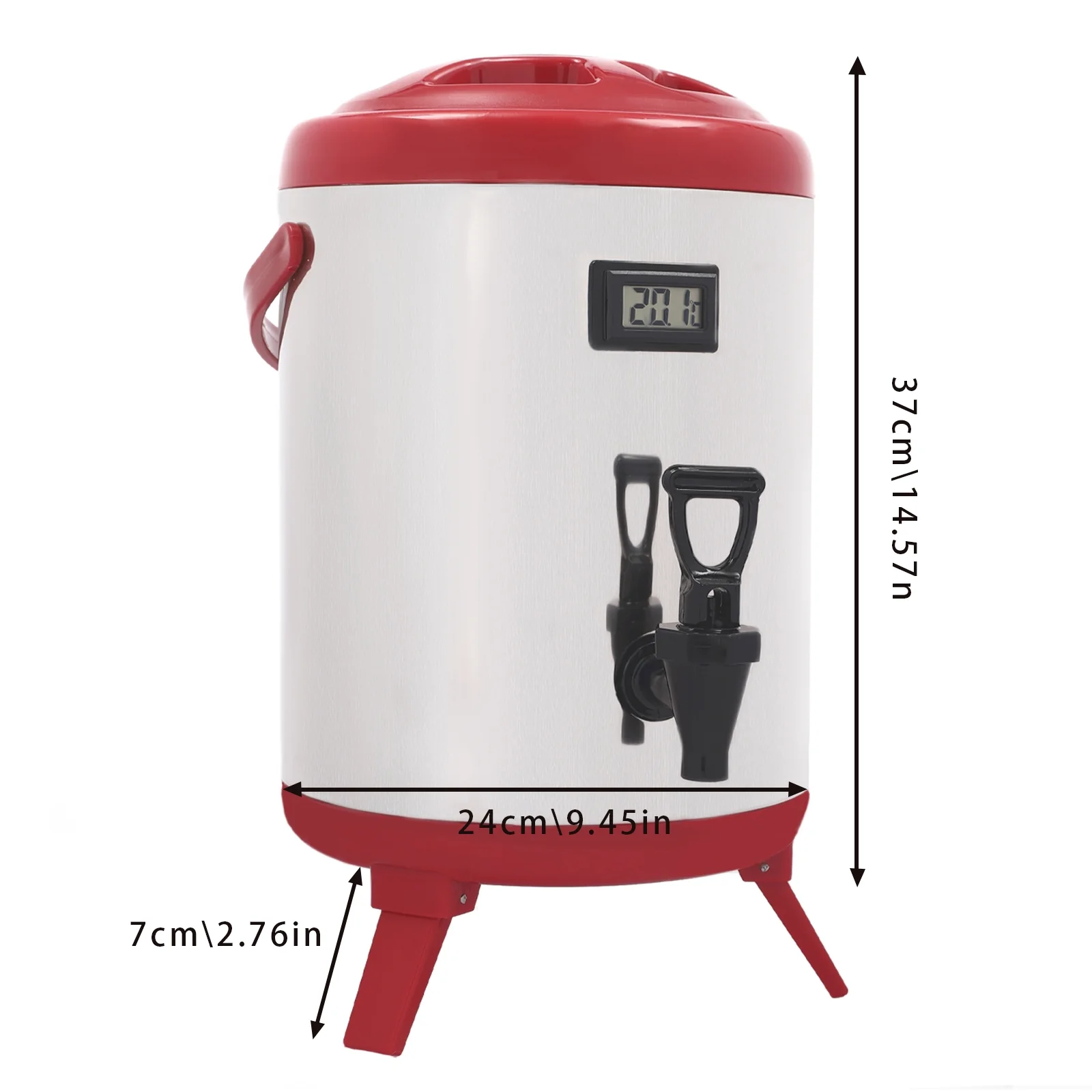 8L Stainless Steel Hot Beverage Dispenser w/Thermometer - Large Capacity Double-Layer Insulated Cold and Hot Drink Dispenser with Spigot for Hot Tea & Coffee,Water, 9h Keep Warm Time