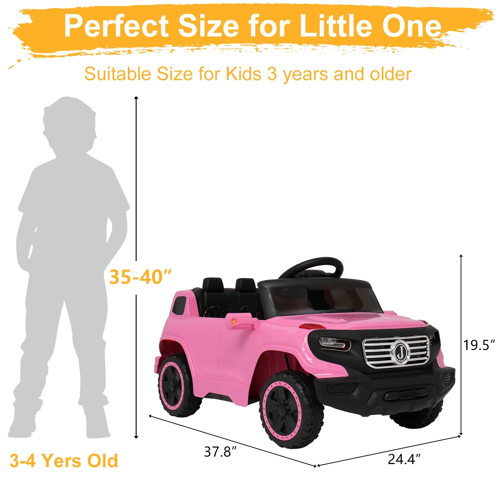 JOYMOR 6V Kids Ride on Car Electric Truck w/ Remote Control, Adjustable Speeds, LED, Horn (Pink)