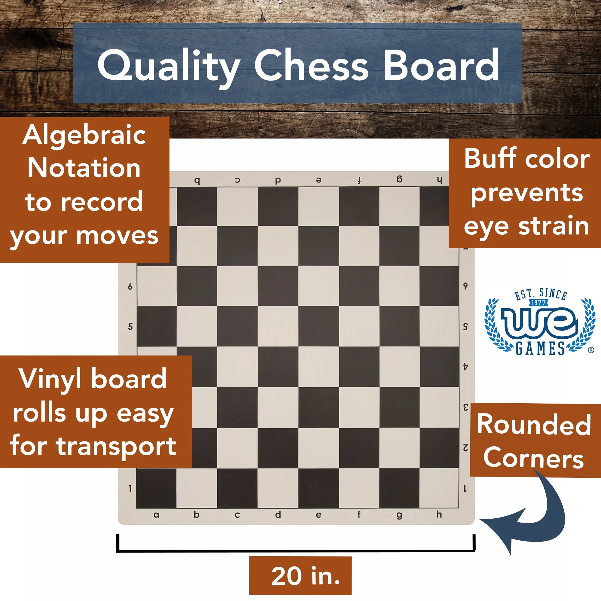 WE Games Best Value Tournament Chess Set - 20 in. Vinyl Board, Staunton pcs