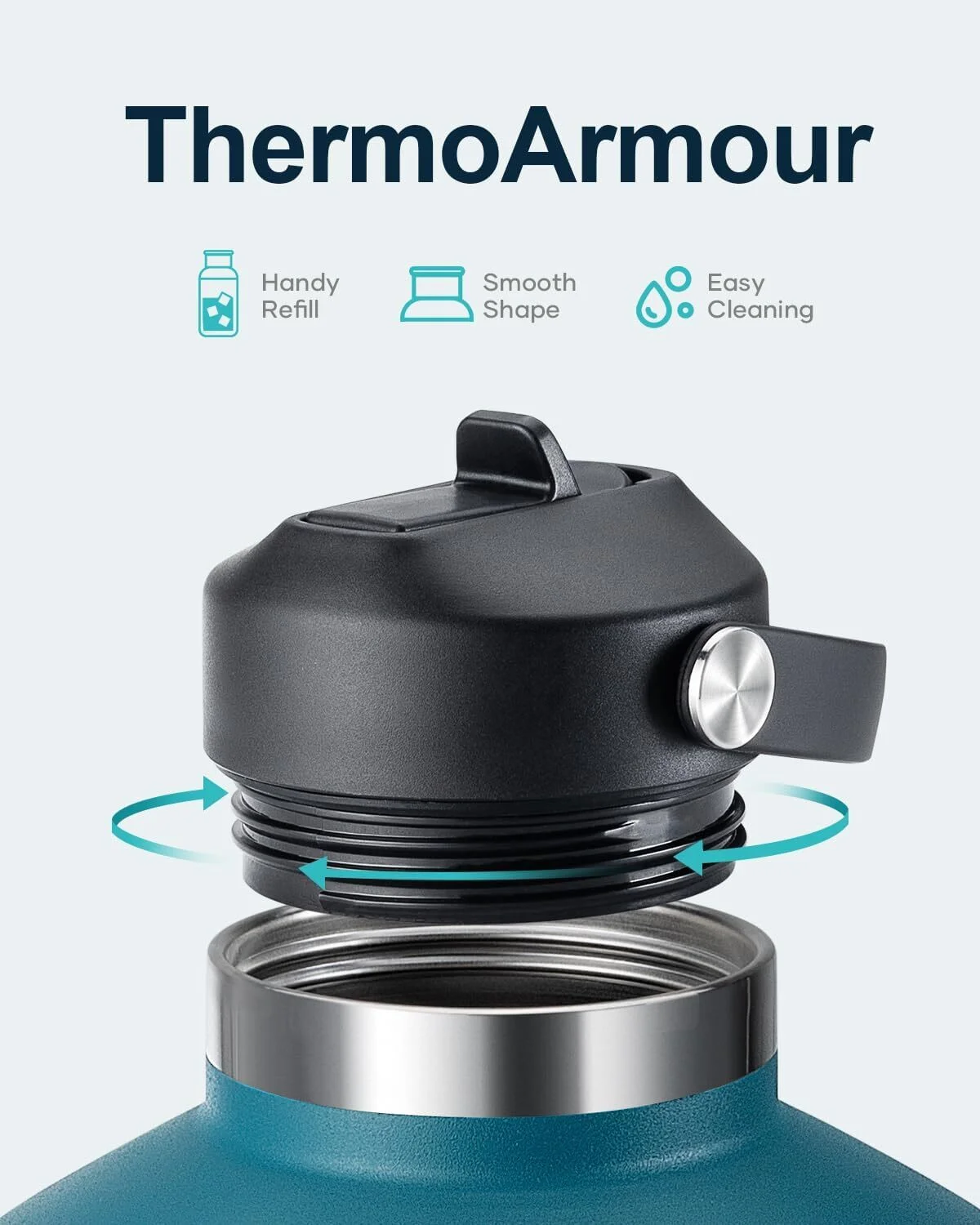 ThermoArmour 64 oz Insulated Water Bottle with Two Lid, Half Gallon Stainless Steel Water Bottle with Straw, Leak-Proof Double Wall Vacuum Insulated Mug for Water, Iced Tea, Coffee, Smoothie