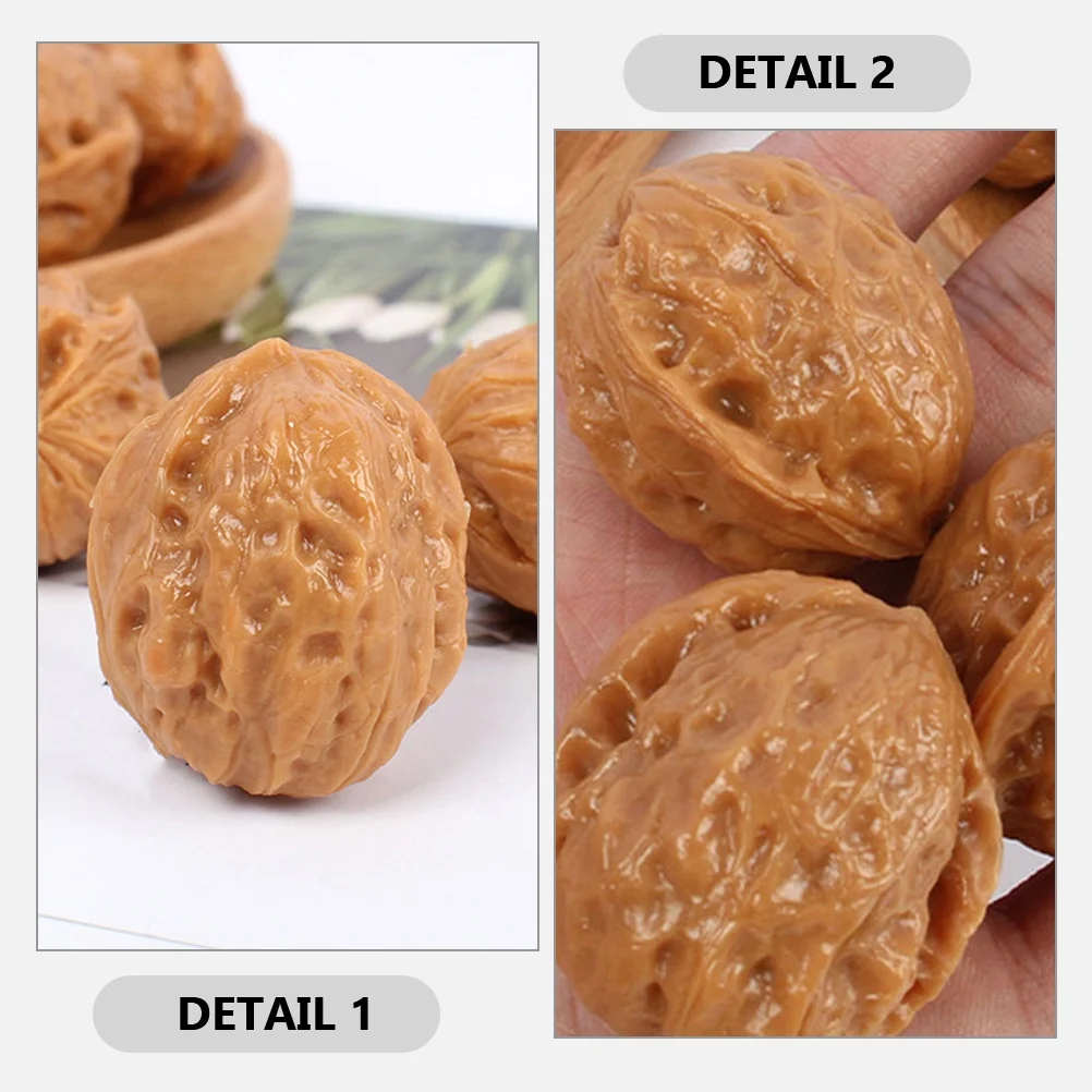 6 Pcs Home Decor Model Miniature Doll House Faux Walnut Fake Artificial Nuts Decorations