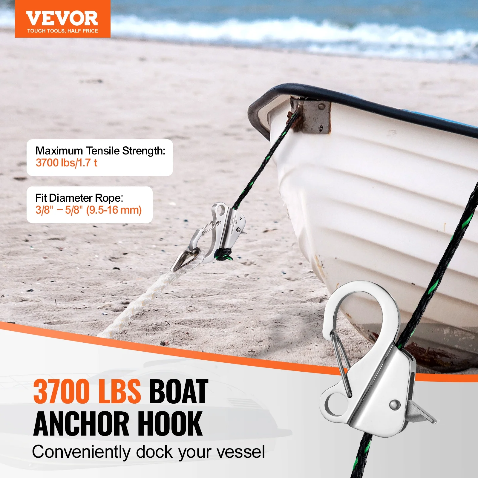 SKYSHALO Boat Anchor Hook Knotless Anchor System Stainless Steel with Quick Release