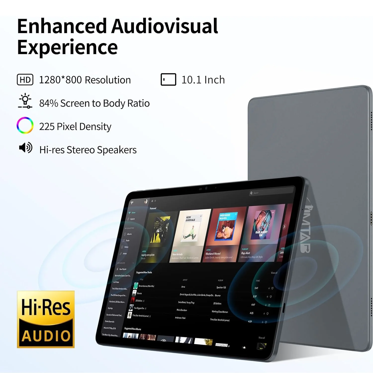 JIMTAB Android Tablet Octa Core 8 Threads 10 inch Android Tablets, 24GB RAM 128GB ROM Business Game Teach Tablet Include Adapter, Keyboard, Stylus, GPS, WiFi, BT, Google Certificated (Blue Grey)