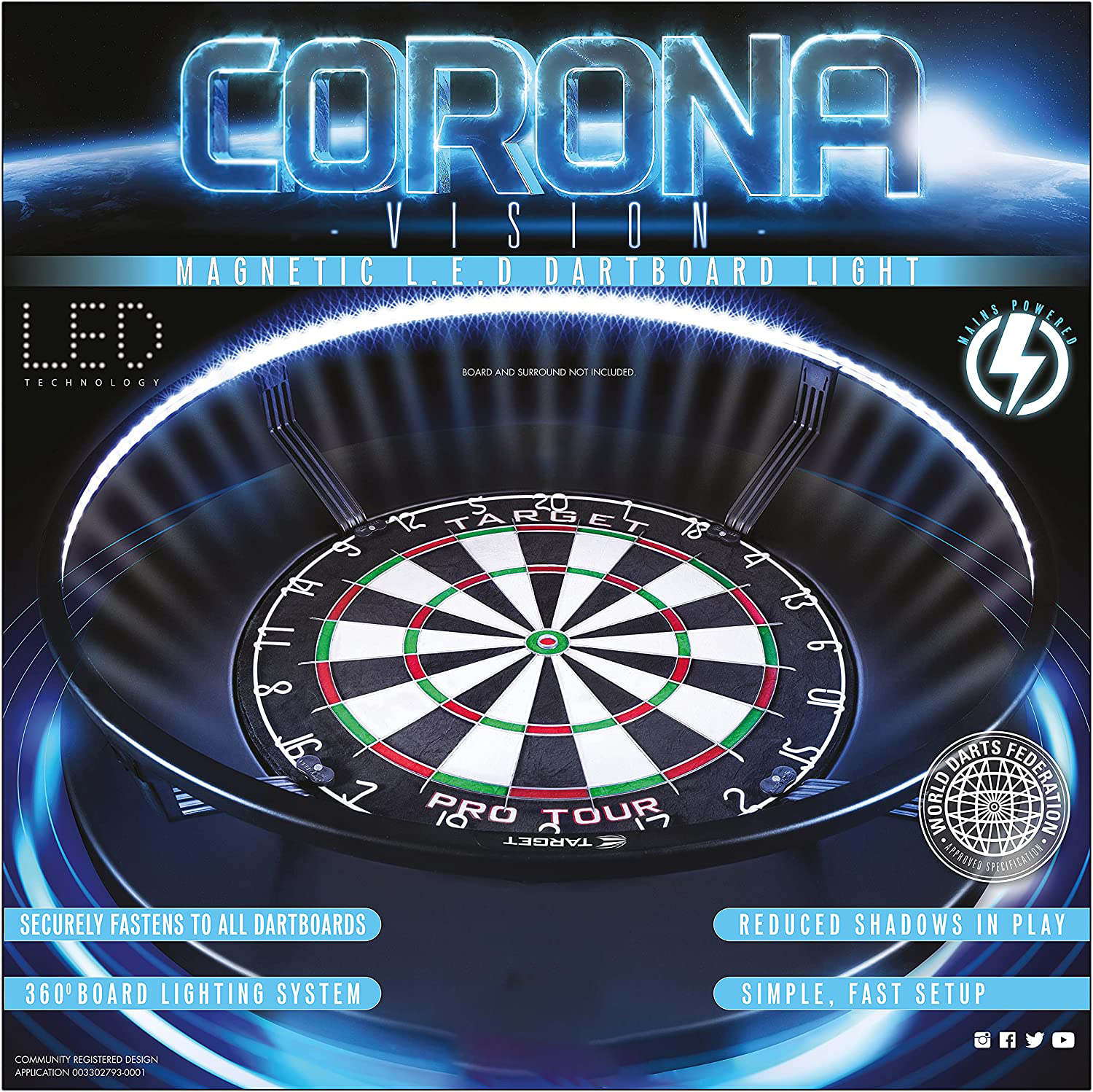 Corona Vision Dartboard  with Lighting System