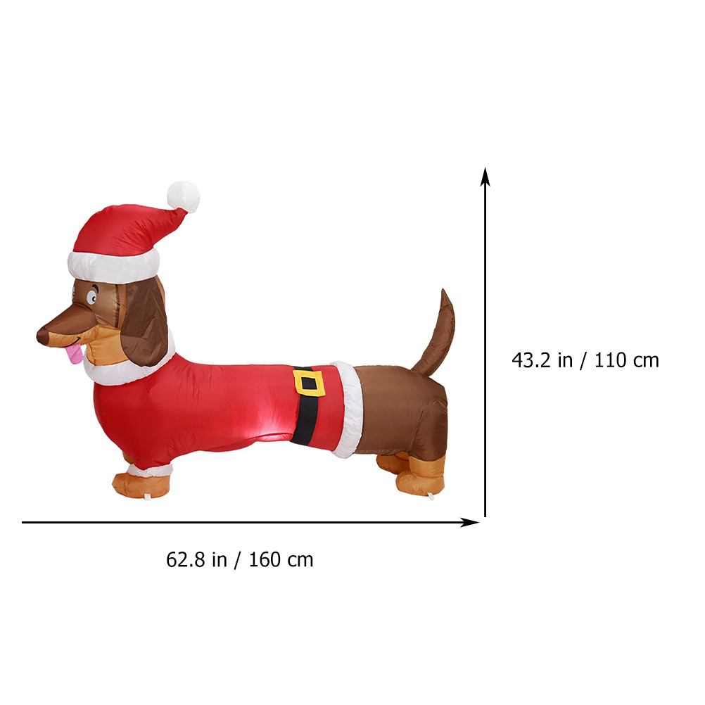 NUOLUX 1Pc Inflatable Dachshund Model Christmas Party Prop Xmas Adornment (US Plug)